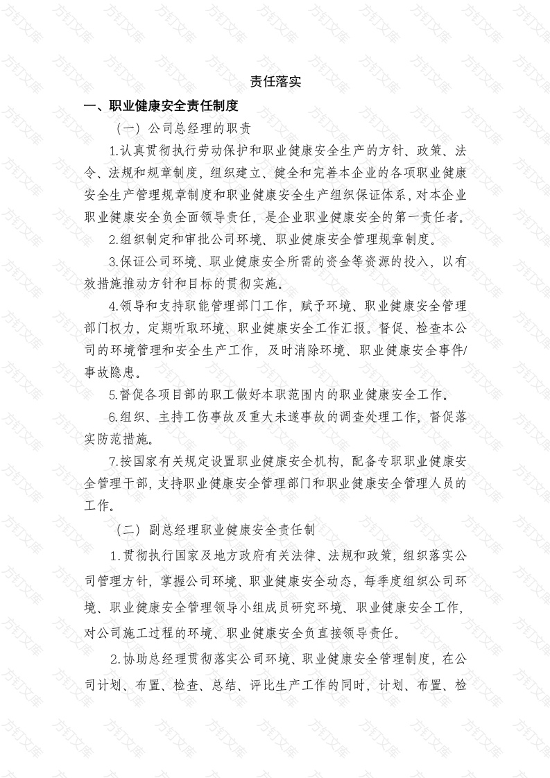 某公司职业卫生安全责任落实制度封面图 - 工程文档文档