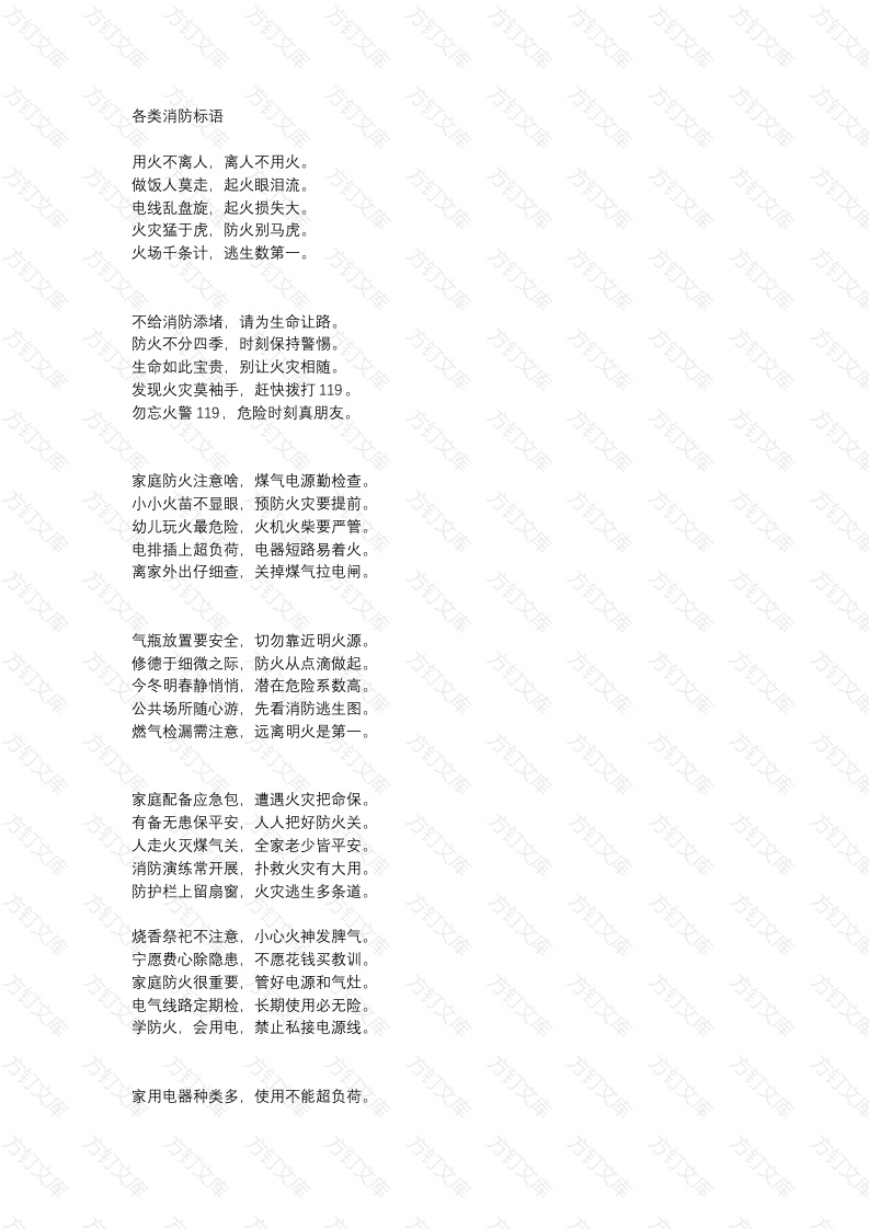 各类消防标语总结封面图 - 工程文档文档