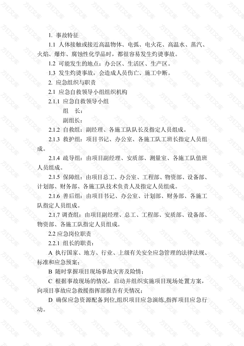 灼烫现场处置方案封面图 - 工程文档文档