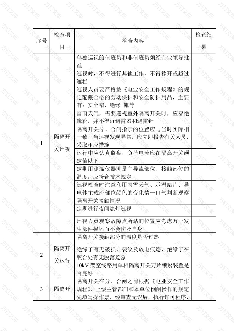 某公司隔离开关安全检查表封面图 - 工程文档文档