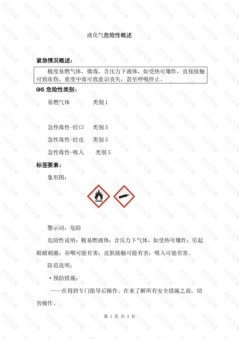 液化气危险性概述封面图 - 工程文档文档