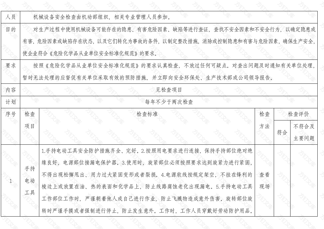 某公司机械设备安全检查表封面图 - 工程文档文档