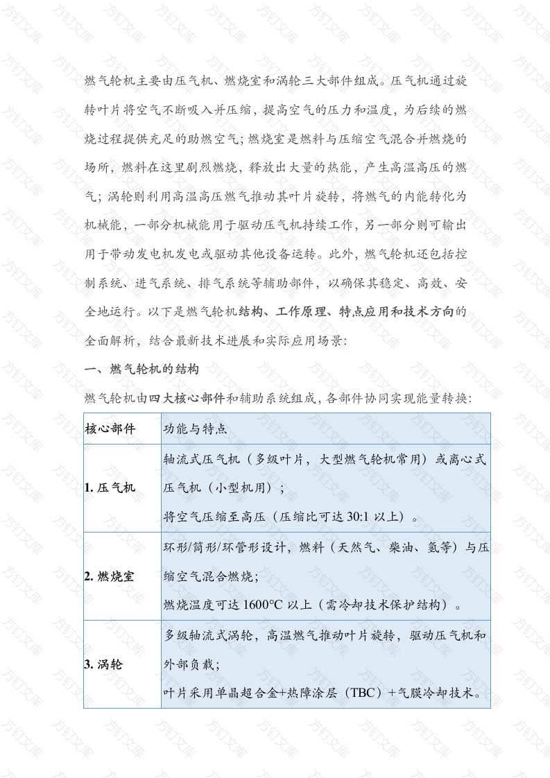 燃气轮机的结构、工作原理、特点应用封面图 - 工程文档文档