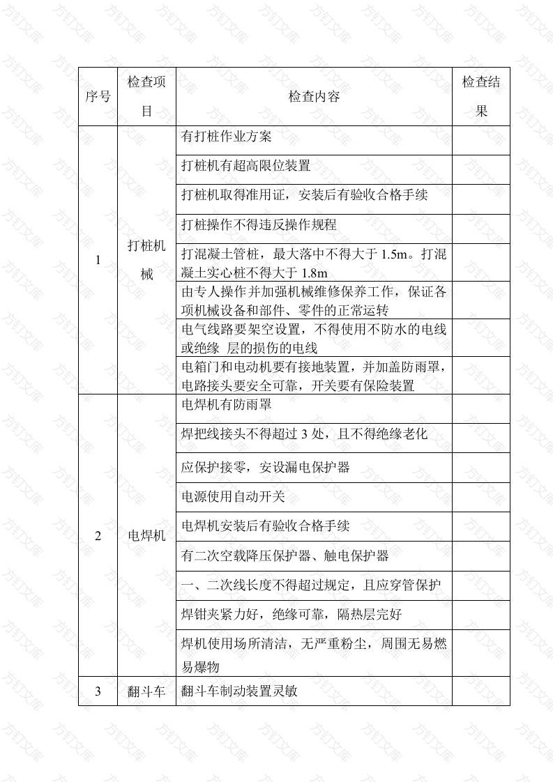某工地施工机具检查表封面图 - 公共专业文档