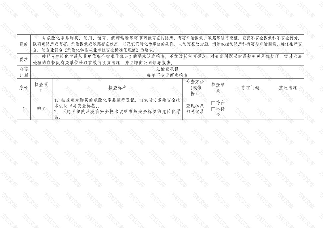 危险化学品安全检查表封面图 - 公共专业文档