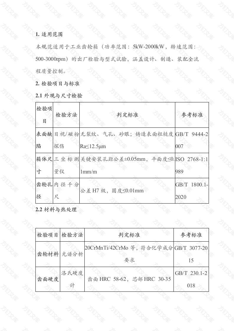 通用工业齿轮箱检验规范封面图 - 工程文档文档