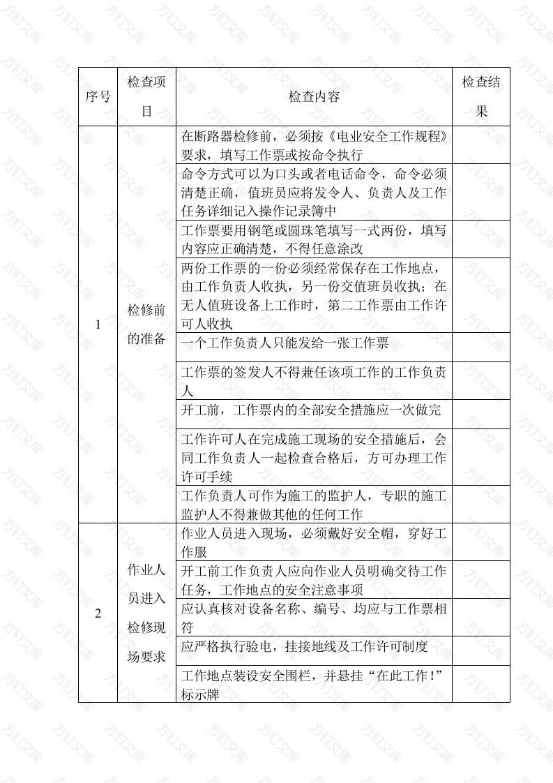 某公司断路器安全检修检查表封面图 - 工程文档文档