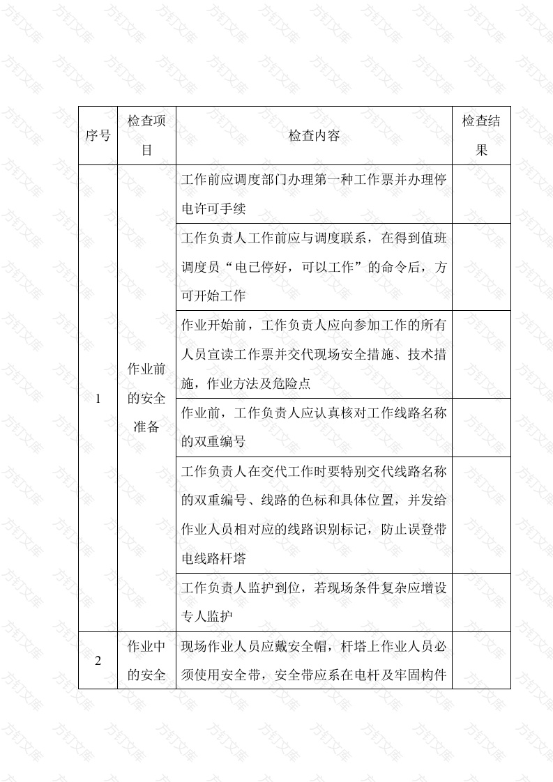 停电更换绝缘子作业安全检查表封面图 - 工程文档文档