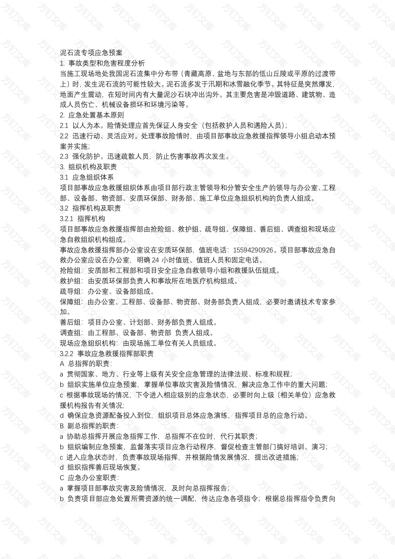 泥石流专项应急预案封面图 - 公共专业文档