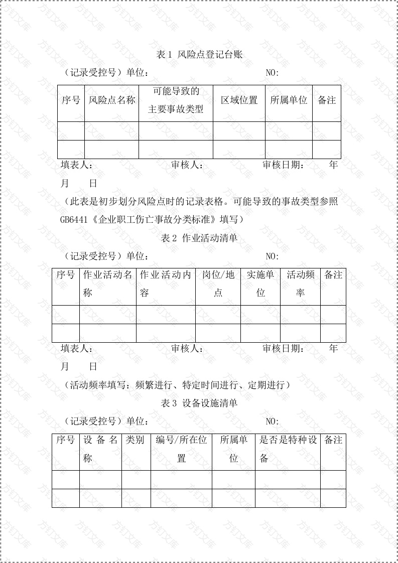 双重预防体系建设相关表格封面图 - 公共专业文档