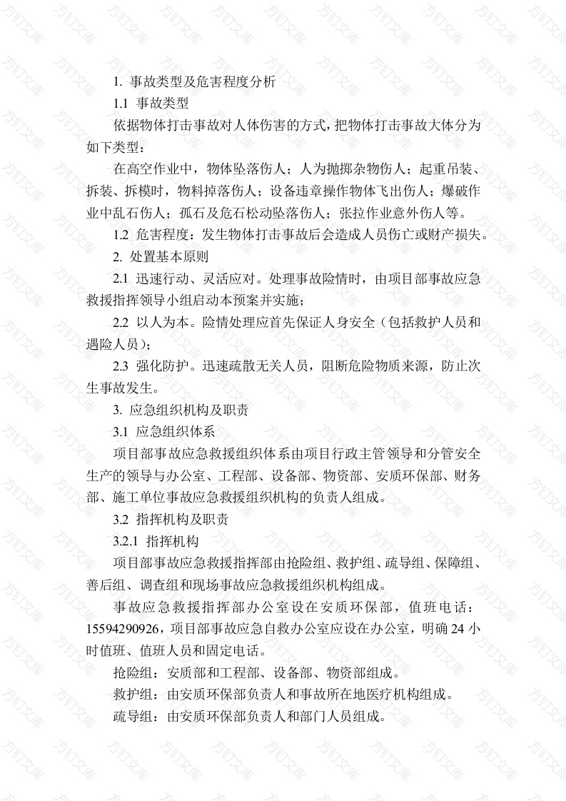 物体打击专项应急预案封面图 - 公共专业文档