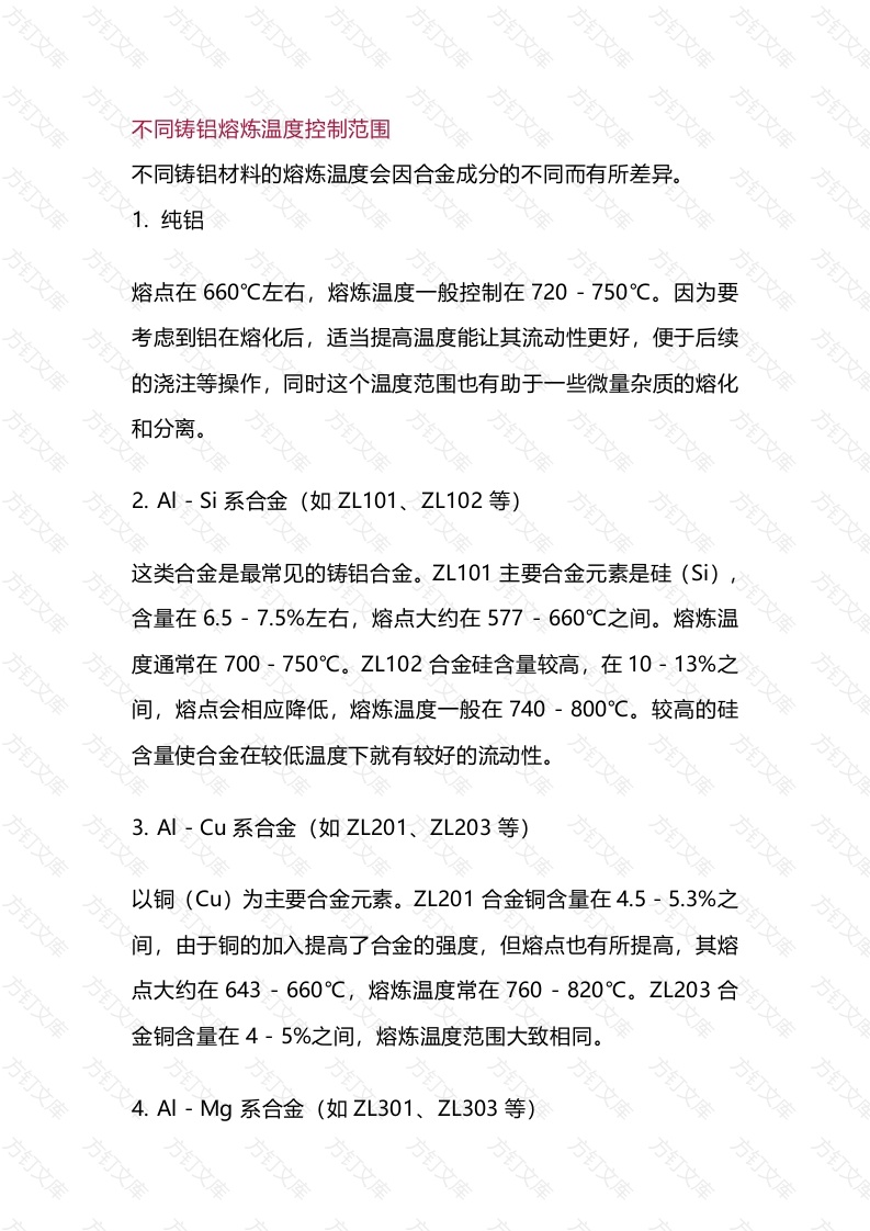 铝的铸造熔炼技术总结封面图 - 工程文档文档