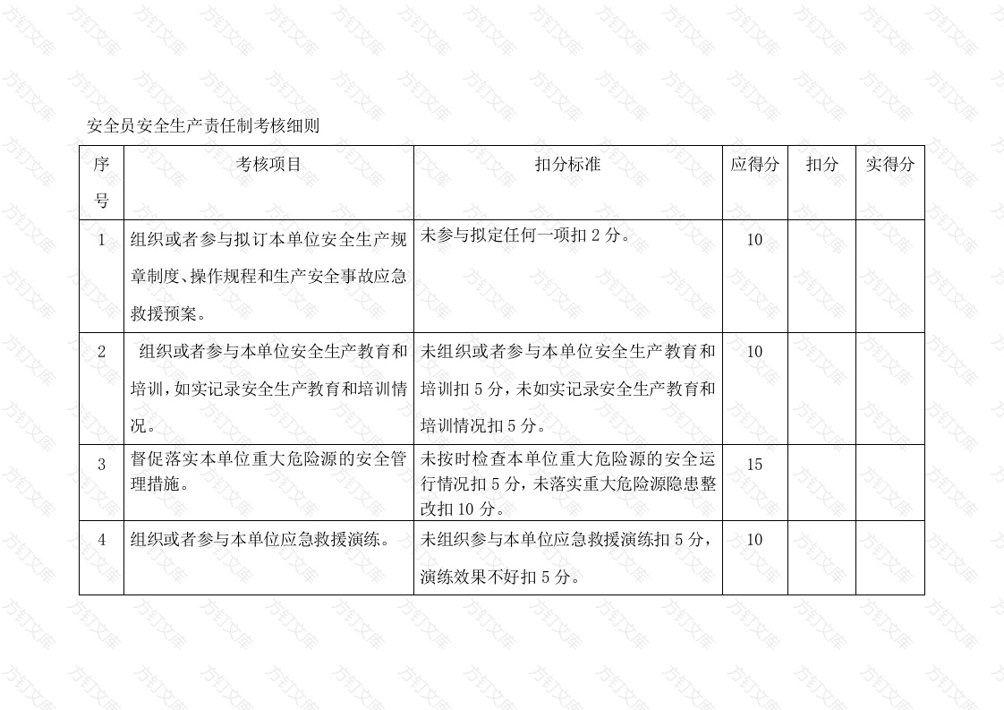 某公司安全员安全生产责任制考核细则封面图 - 公共专业文档