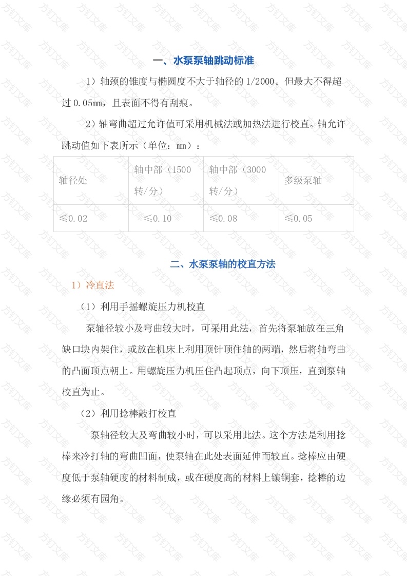 机械培训治理：​水泵泵轴跳动标准及校直封面图 - 工程文档文档