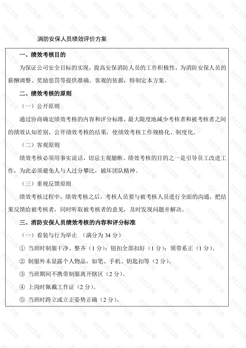 某公司消防安保人员绩效评价方案封面图 - 工程文档文档