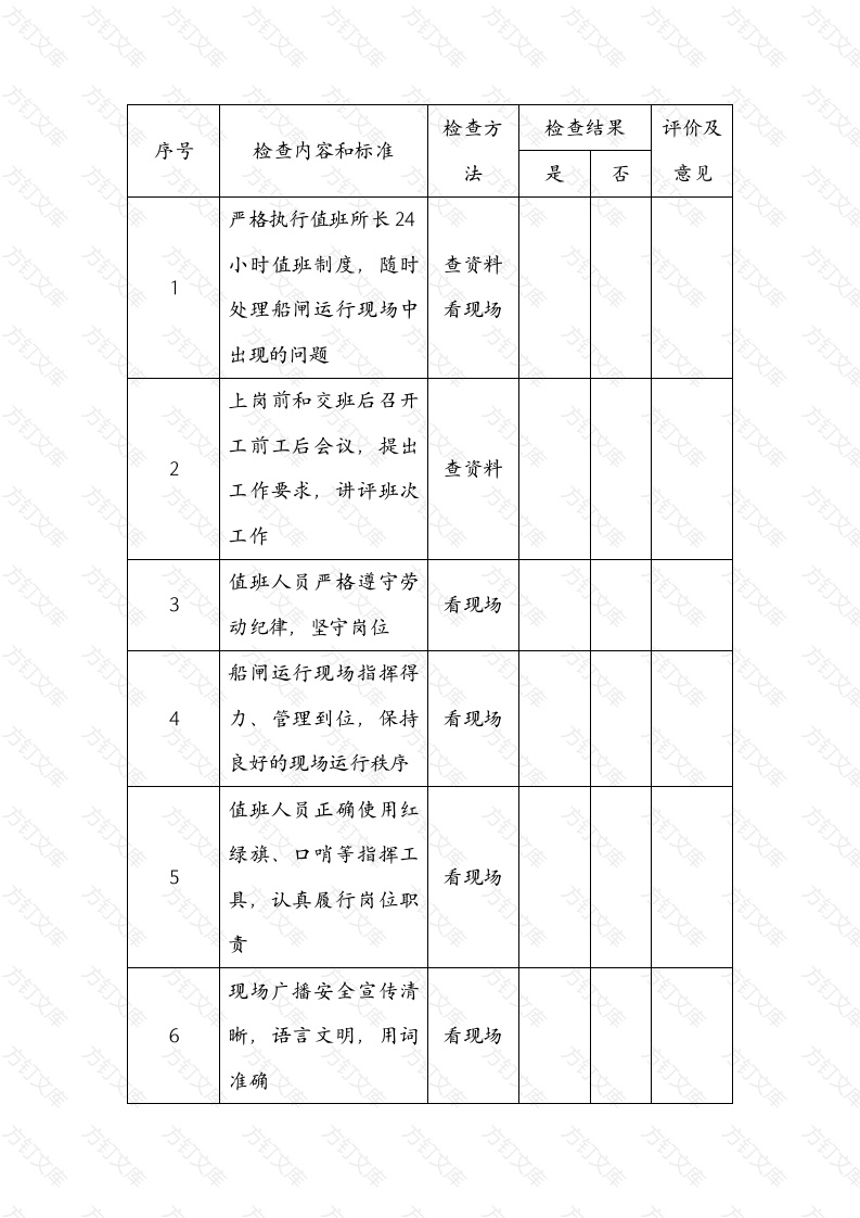 船闸现场安全检查表封面图 - 工程文档文档