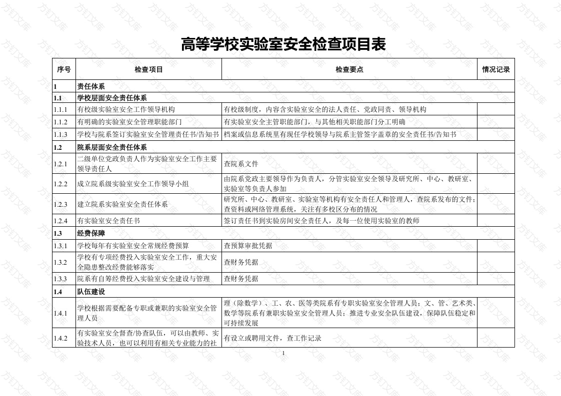 3.高等学校实验室安全检查项目表封面图 - 公共专业文档