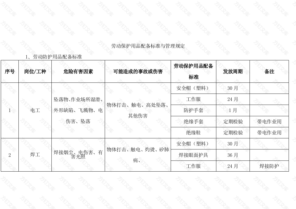 某公司劳动保护用品配备标准与管理规定封面图 - 工程文档文档
