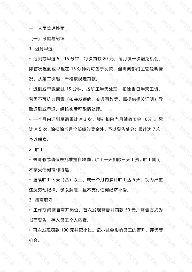 餐厅管理处罚制度细则封面图 - 工程文档文档