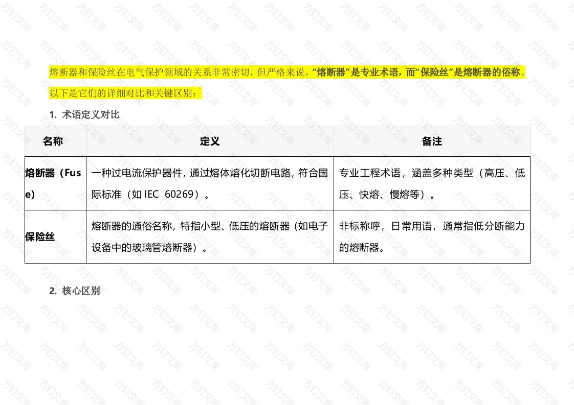 电工培训资料：熔断器与保险丝的区别封面图 - 公共专业文档
