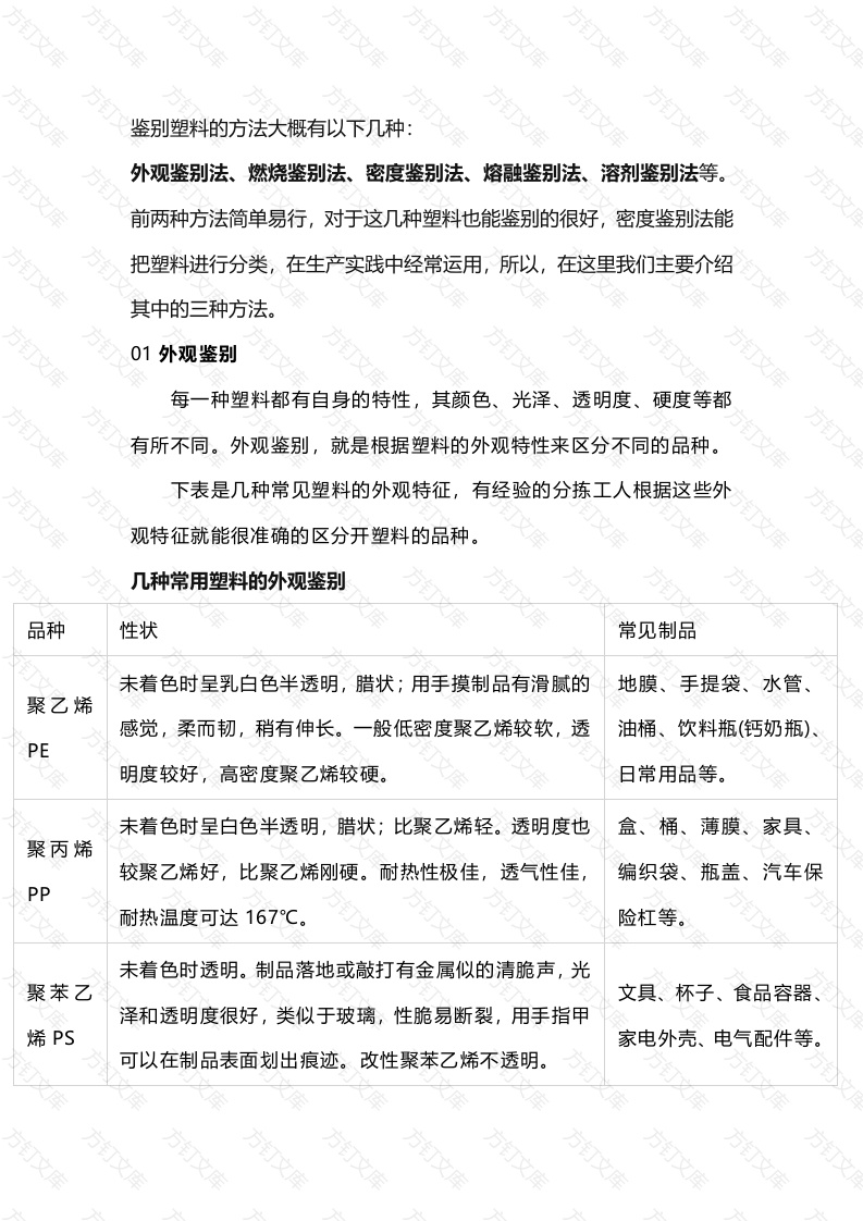 常用塑料的鉴别方法封面图 - 工程文档文档