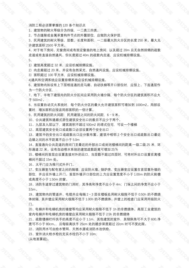 消防工程必须要掌握的120条个知识点封面图 - 公共专业文档