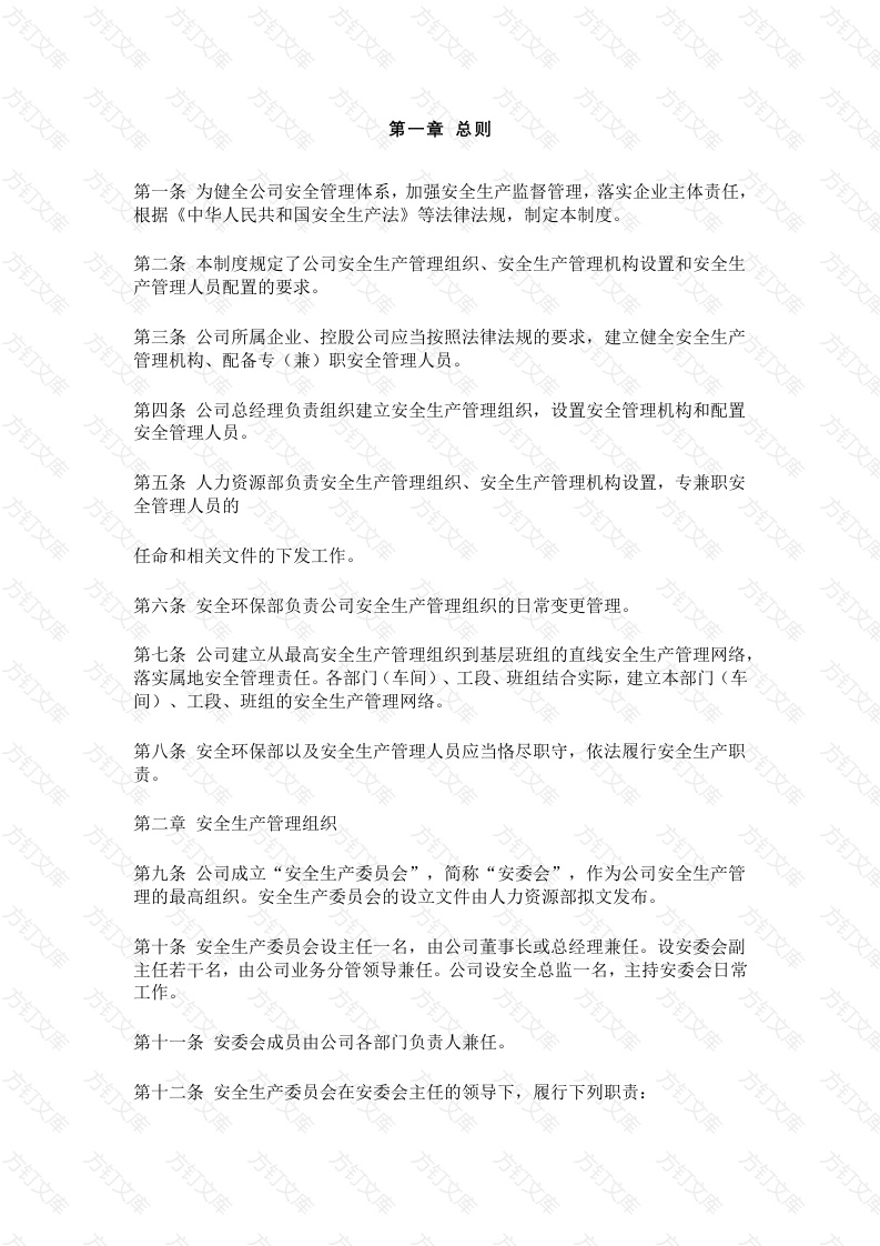 某公司安全生产管理组织机构及人员管理制度封面图 - 工程文档文档