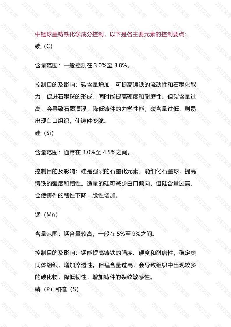 中锰球墨铸铁生产工艺总结封面图 - 工程文档文档