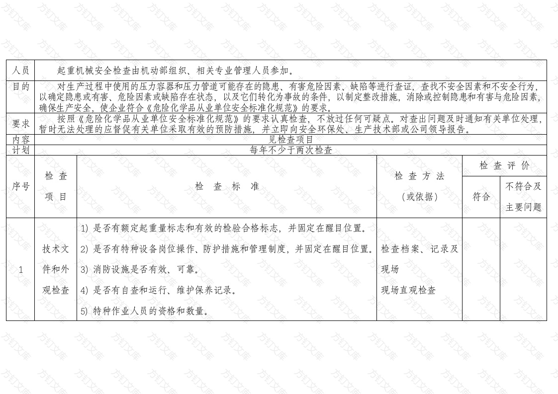 某公司起重机械安全检查表封面图 - 工程文档文档