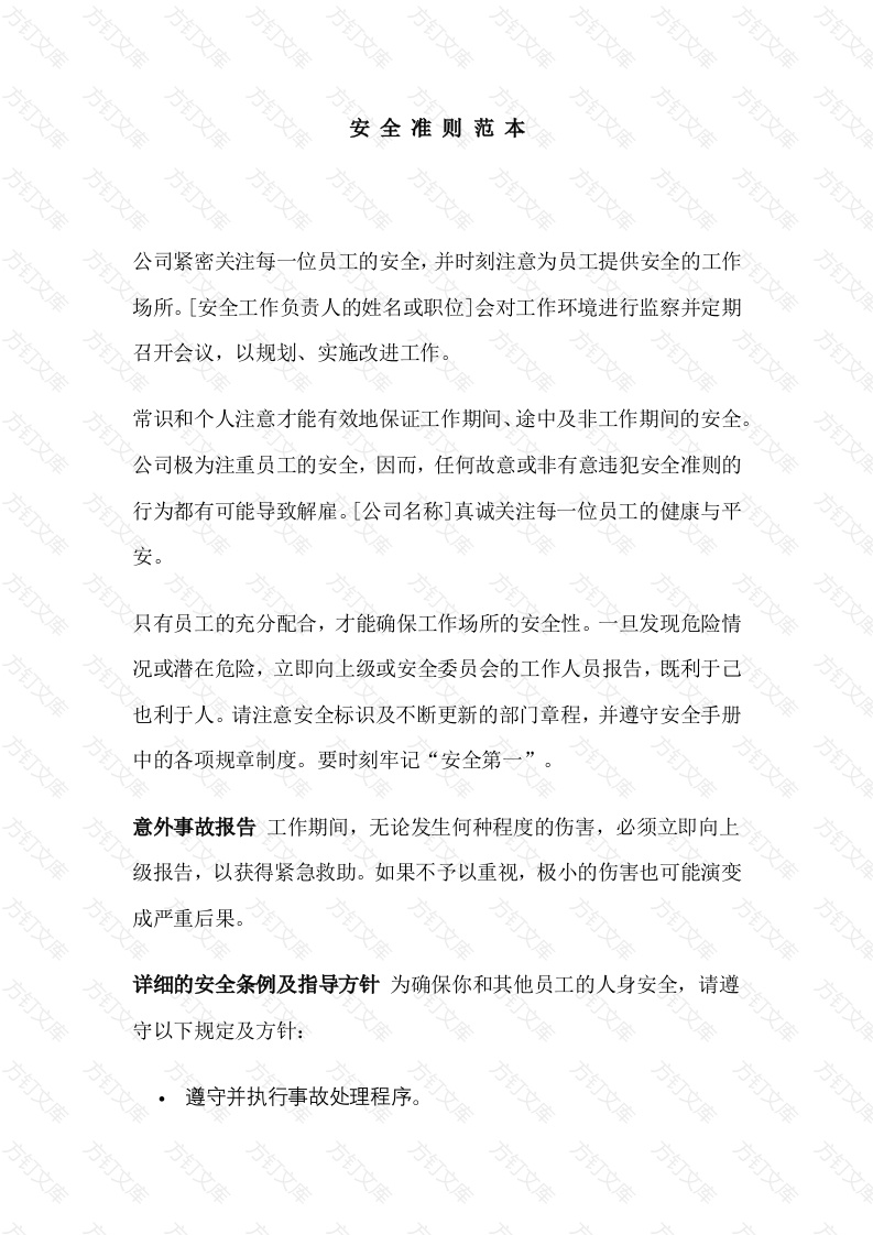 XX公司安全准则范本封面图 - 公共专业文档