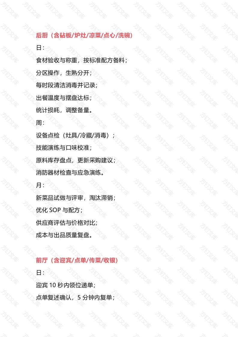 餐饮管理岗位对应版执行卡封面图