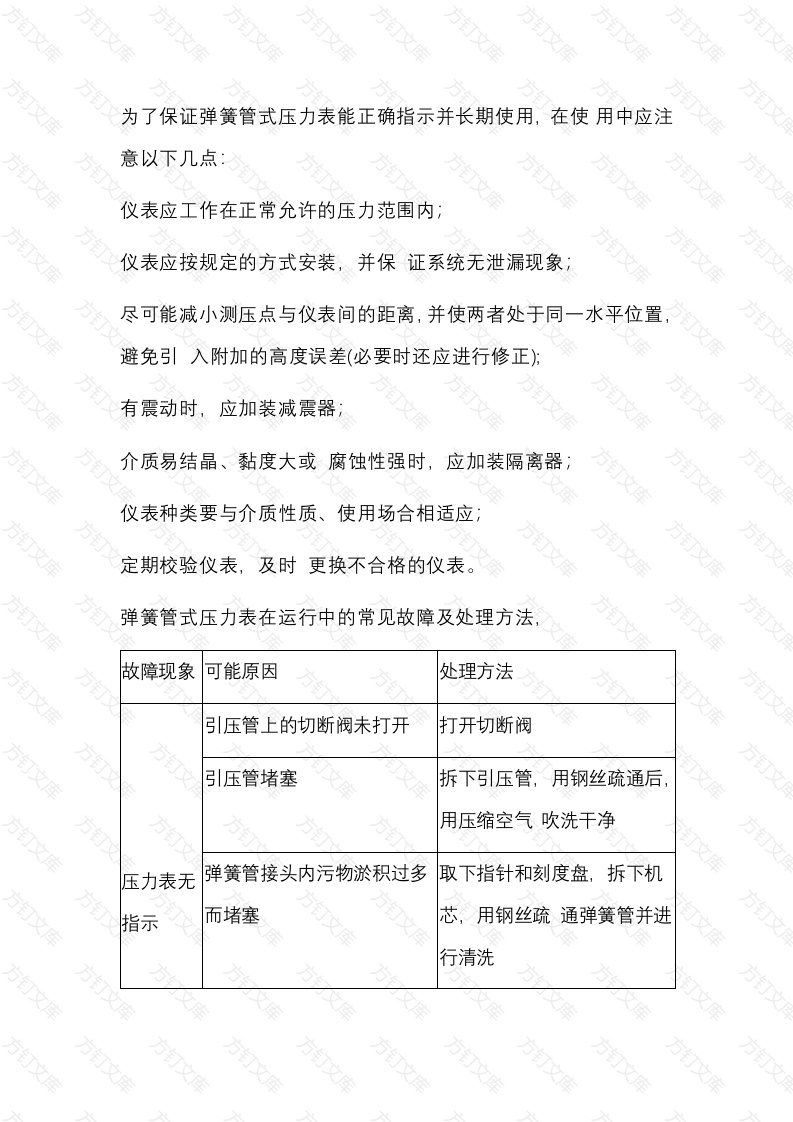弹簧管式压力表的故障处理封面图 - 公共专业文档