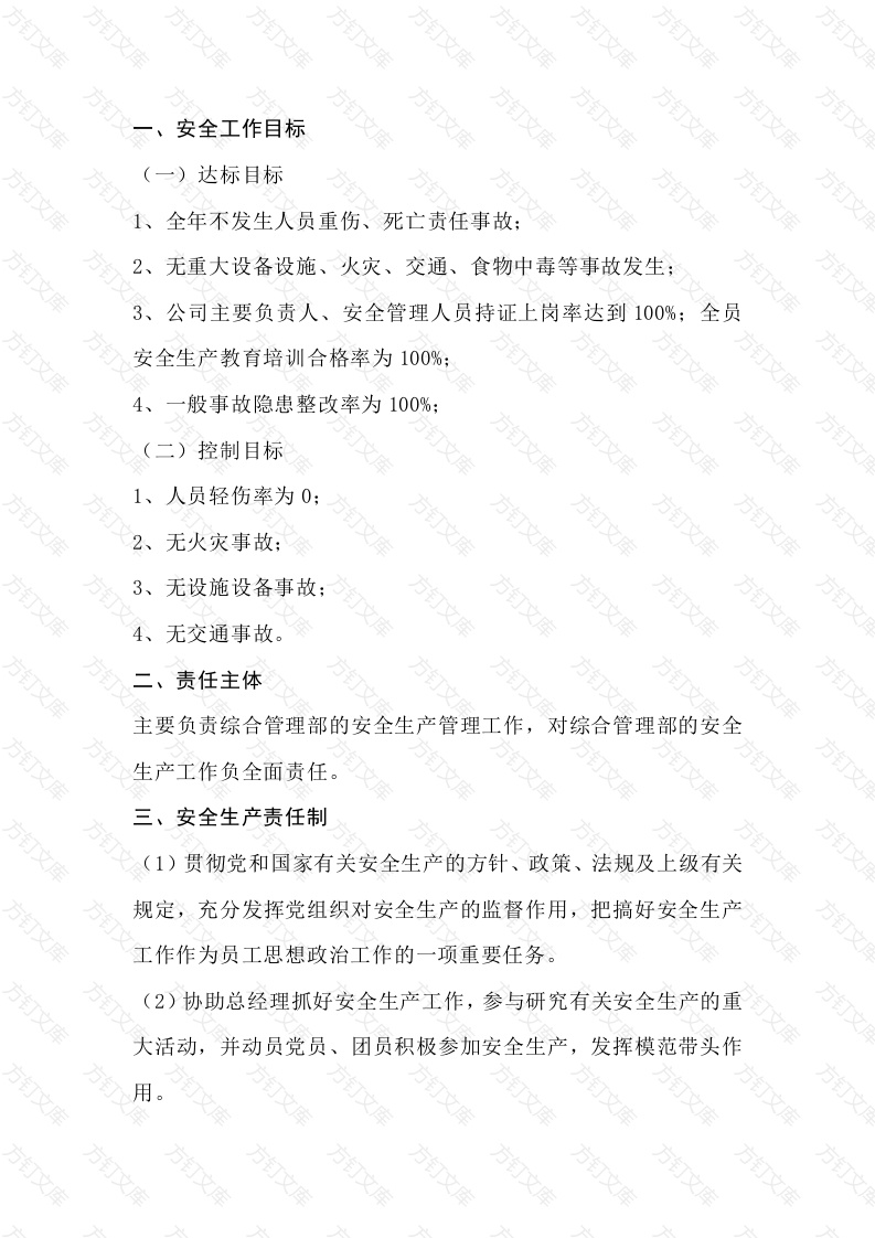 某公司副总经理与综合管理部安全生产目标责任书封面图 - 公共专业文档