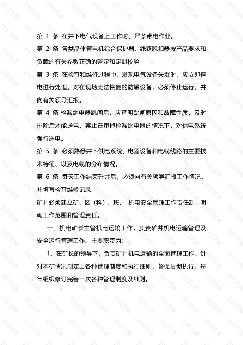 井下电管人员操作规程机构设置及责任封面图 - 公共专业文档