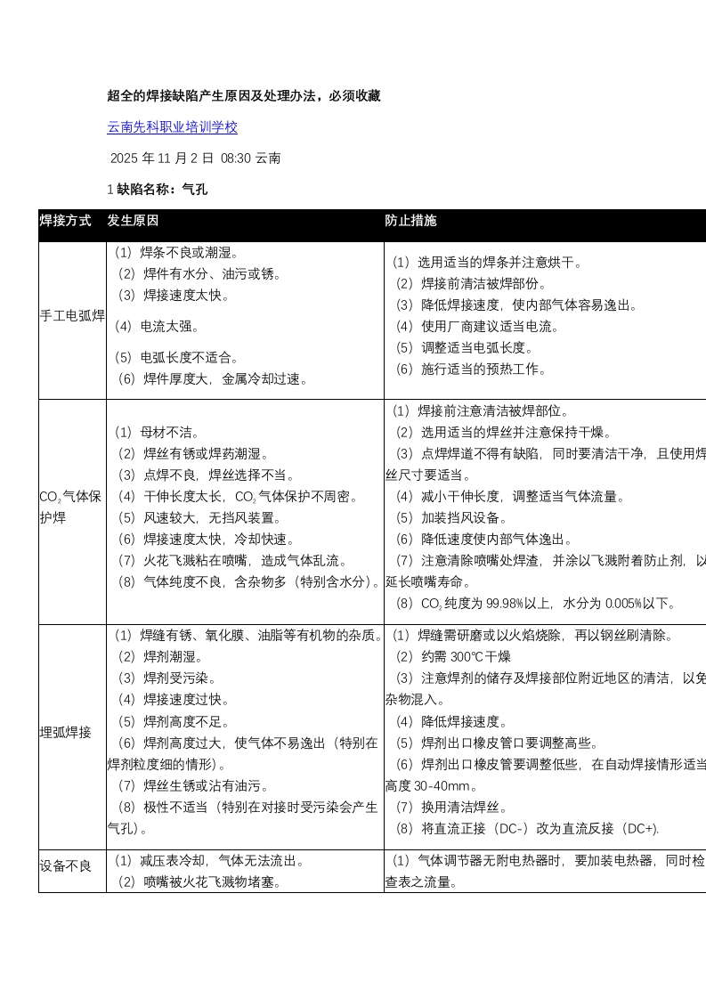焊接缺陷产生原因及处理办法封面图 - 公共专业文档