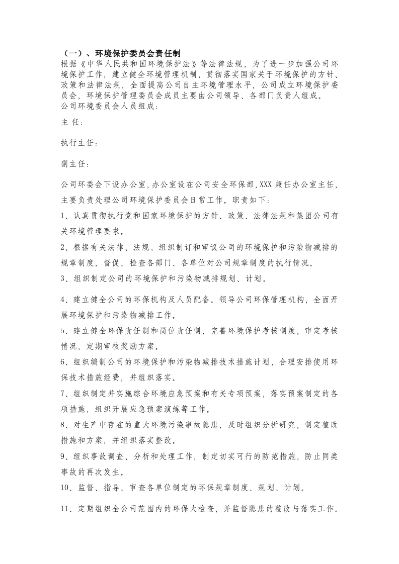 某公司环境保护机构和公司领导责任制封面图 - 公共专业文档