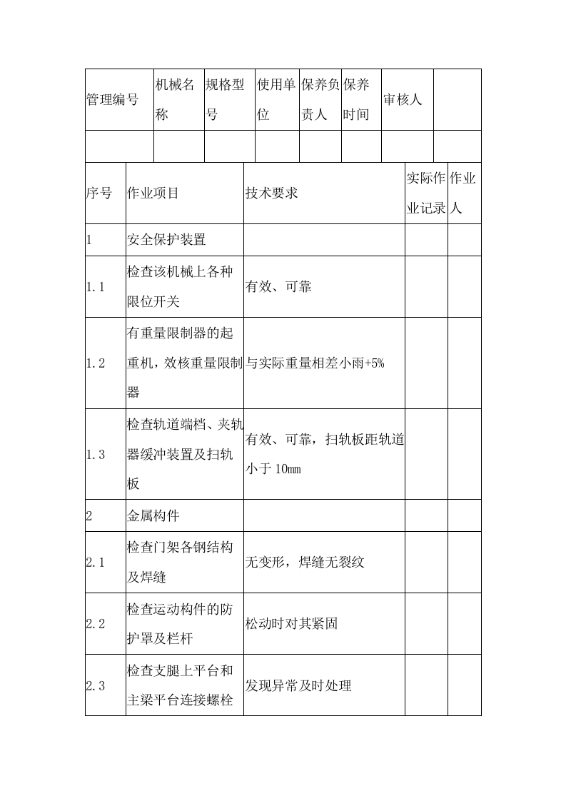 起重机定期保养记录封面图 - 公共专业文档