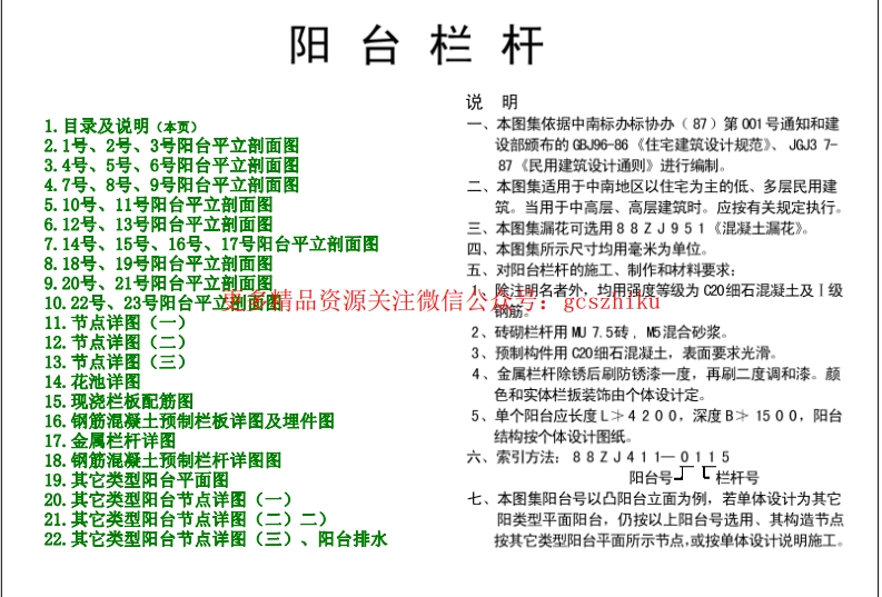 88ZJ411 阳台栏杆封面图 - 地方标准文档